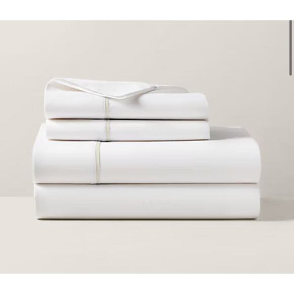 Ralph Lauren Organic Cotton Percale Palmer Sheet Queen Flat Sand Dune - Picture 1 of 4